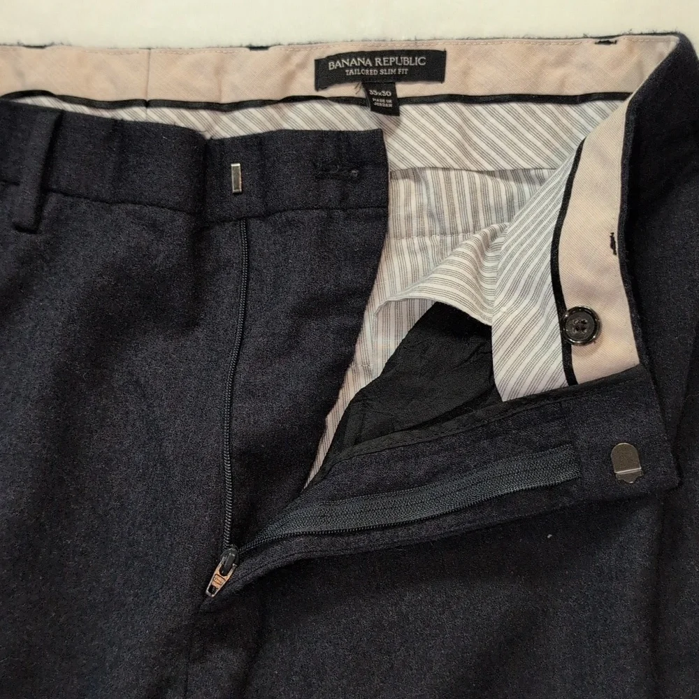 Banana Republic Navy Blue Wool Dress Pants 33x30‎ Tailored Slim Fit